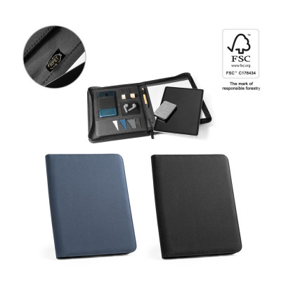 EMERGE FOLDER. Pasta A4 em poliéster reciclado (100 rPET) 300D com fecho